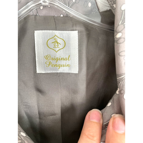 ORIGINAL PENGUIN GRAY PATTERENED TRENCH COAT - Picture 3 of 10